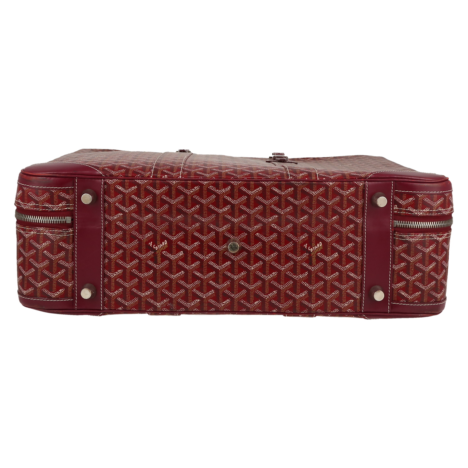 Maleta Goyard  Majordome en tela Goyardine color burdeos y cuero color burdeos - Detail D1