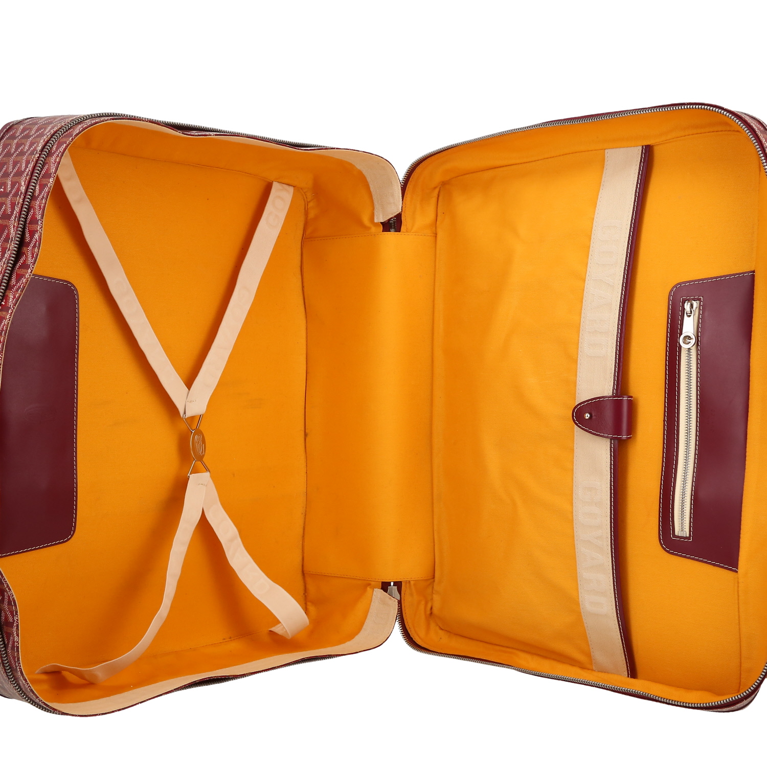 Valise Goyard  Majordome en toile Goyardine bordeaux et cuir bordeaux - Detail D3