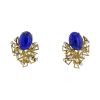 Paire de boucles d'oreilles années 70 Vintage en or jaune 14k, lapis-lazuli et diamants - 00pp thumbnail