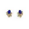 Paire de boucles d'oreilles années 70 Vintage en or jaune 14k, lapis-lazuli et diamants - 360 thumbnail