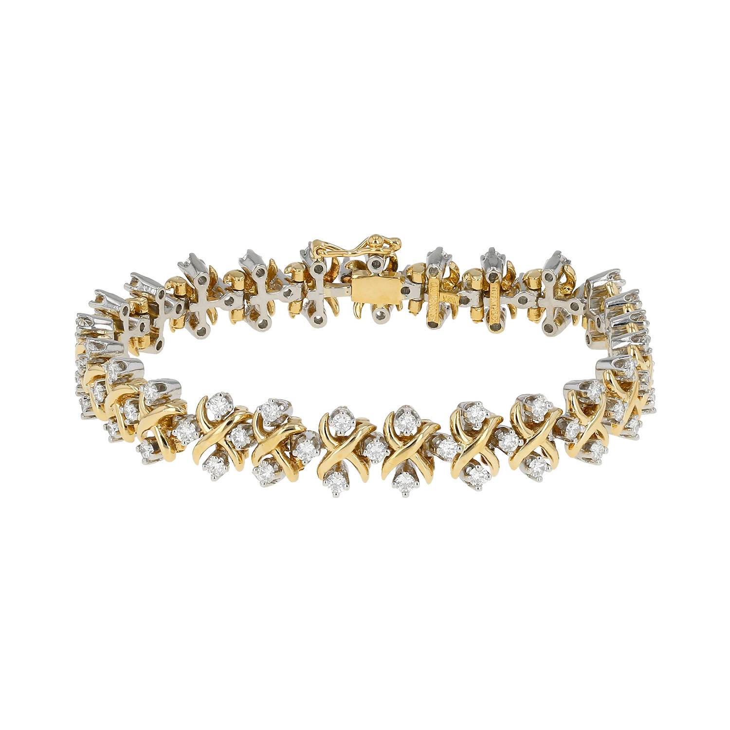 bracelet tiffany & co lynn en or blanc, or jaune et diamants