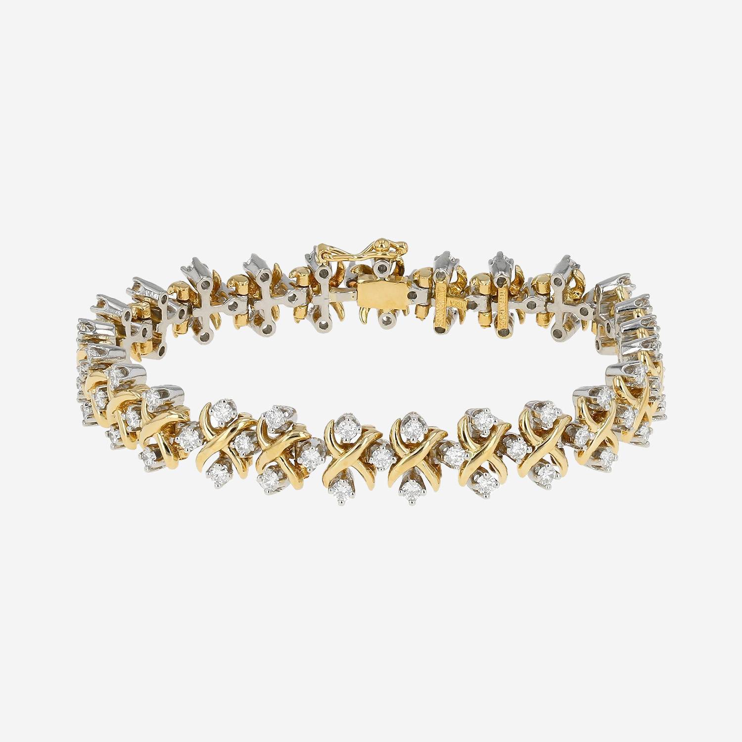 Tiffany 
Co Lynn bracelet in white gold, yellow gold and diamonds