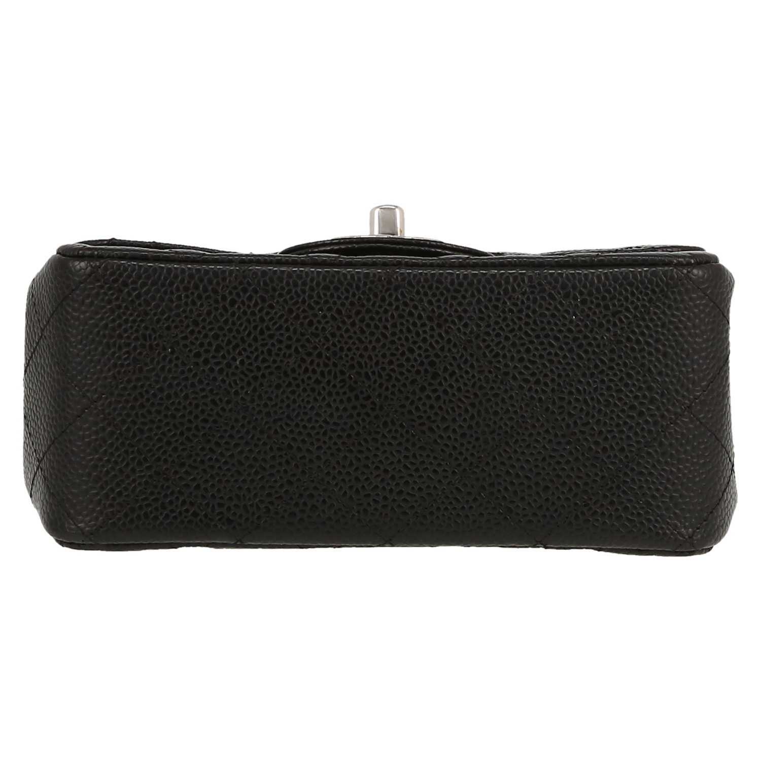 Borsa Chanel  Mini Carré in pelle martellata e trapuntata nera - Detail D1