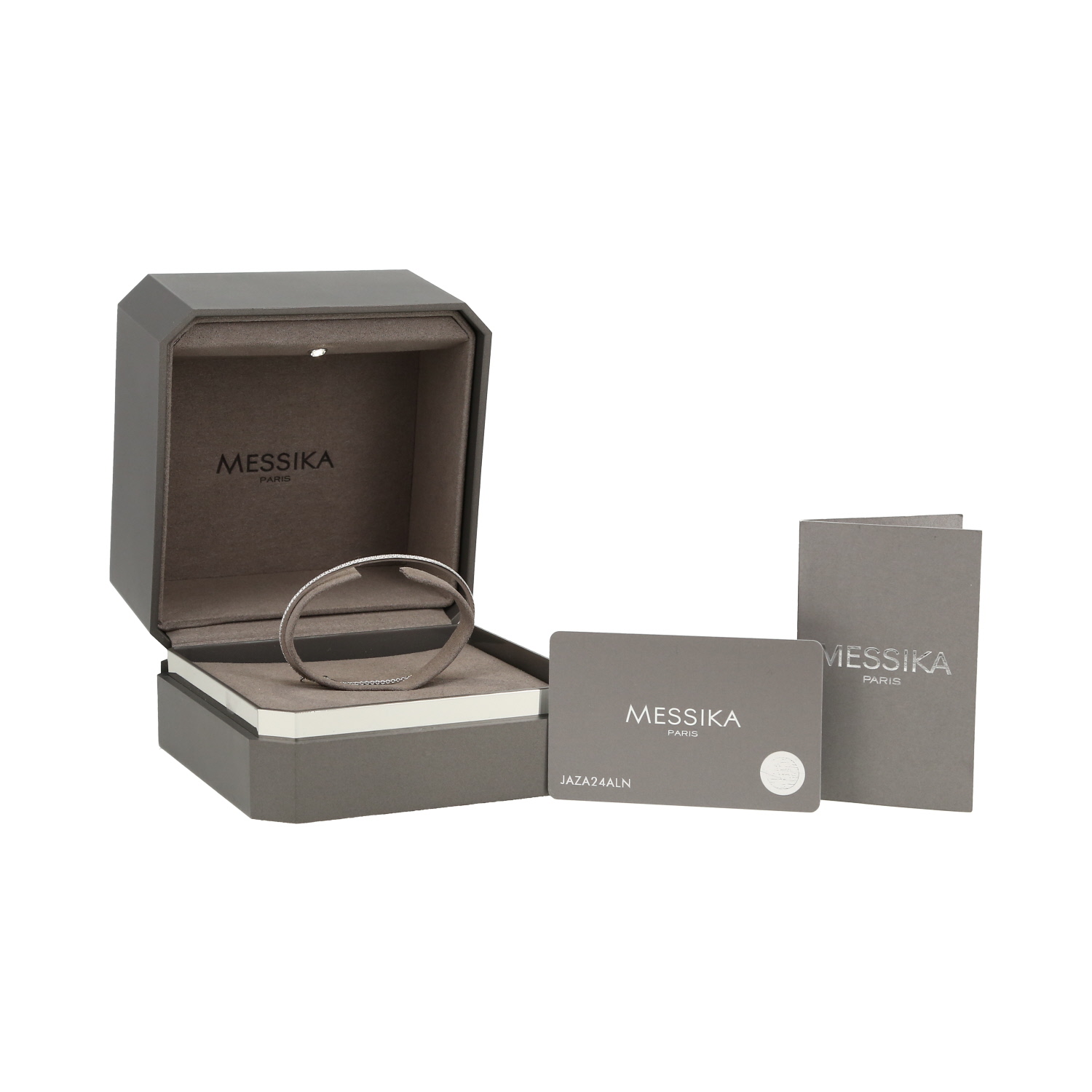 Half-flexible Messika Skinny small model bracelet in white gold and diamonds