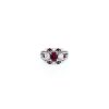 Vintage  ring in platinium, runheated burmese ruby and diamonds - 360 thumbnail