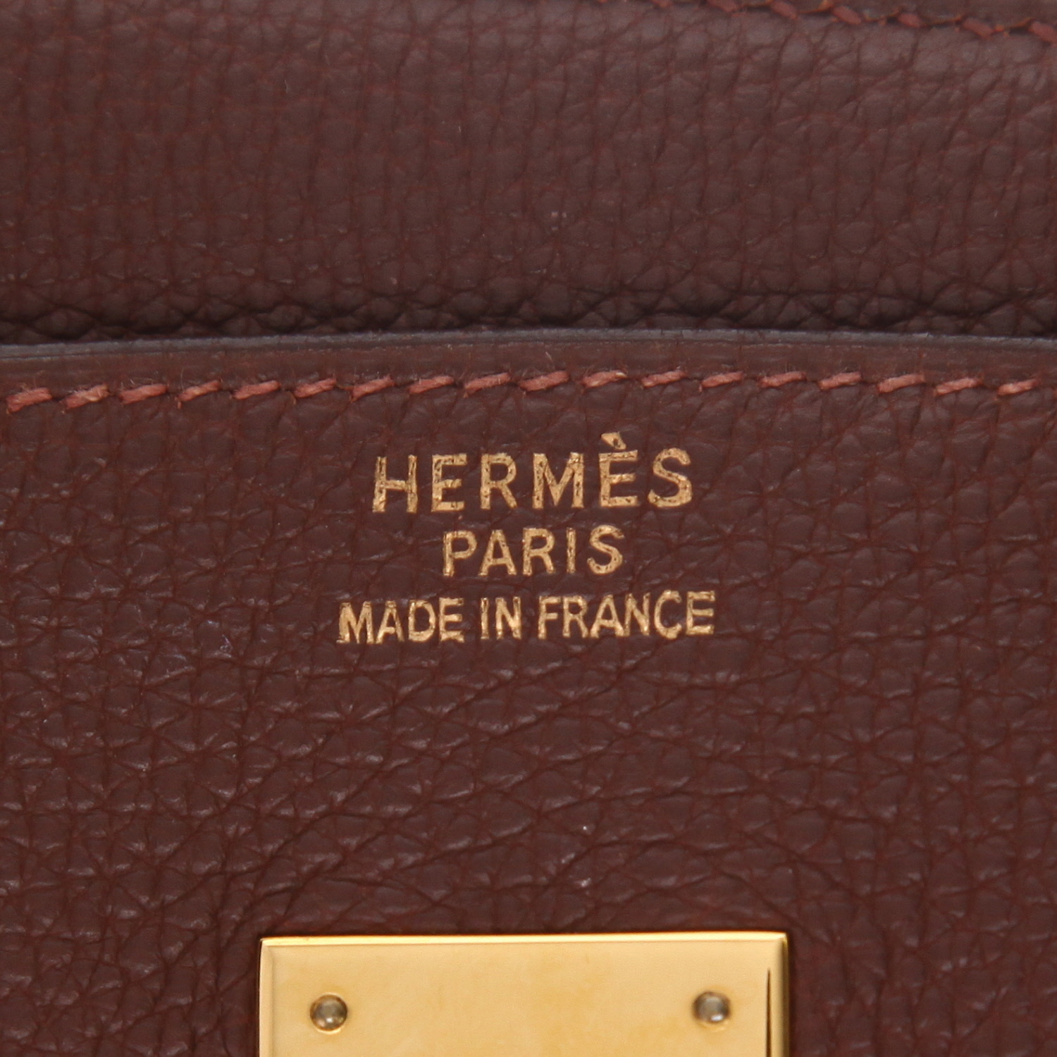 Bolso de mano Hermès  Birkin 35 cm en cuero togo marrón - Detail D2