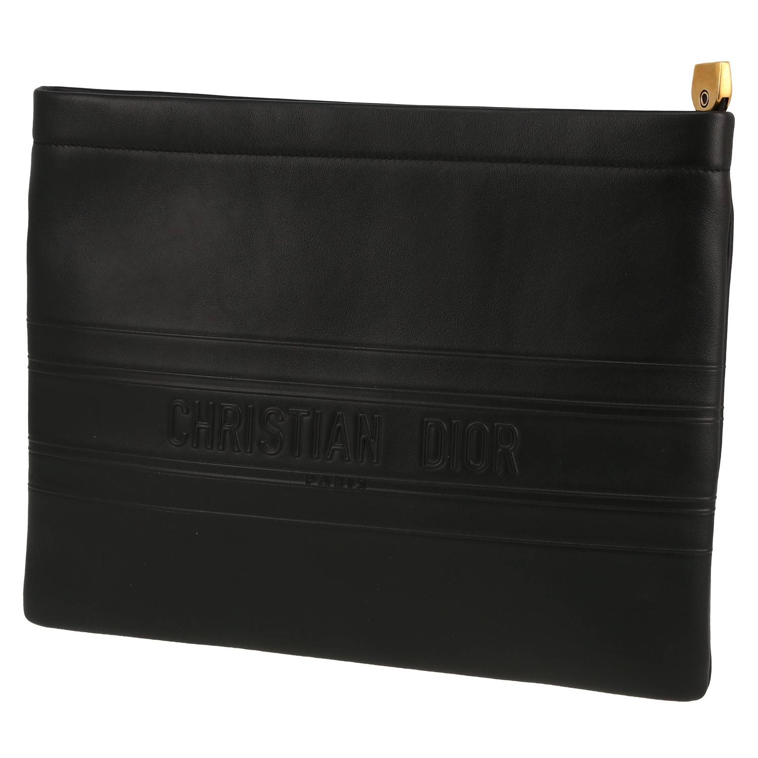 Stripe Pouch Pouch In Black Leather