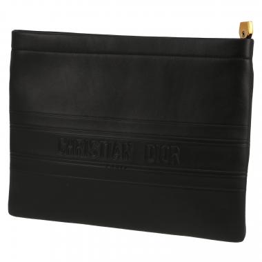 Bolsito de mano Dior  Stripe Pouch en cuero negro