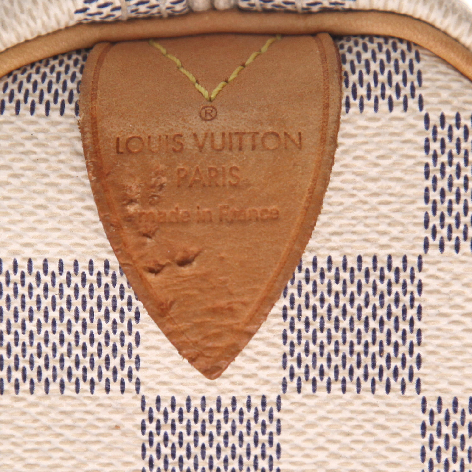 Louis Vuitton  Speedy 30 handbag  in azur damier canvas  and natural leather - Detail D2