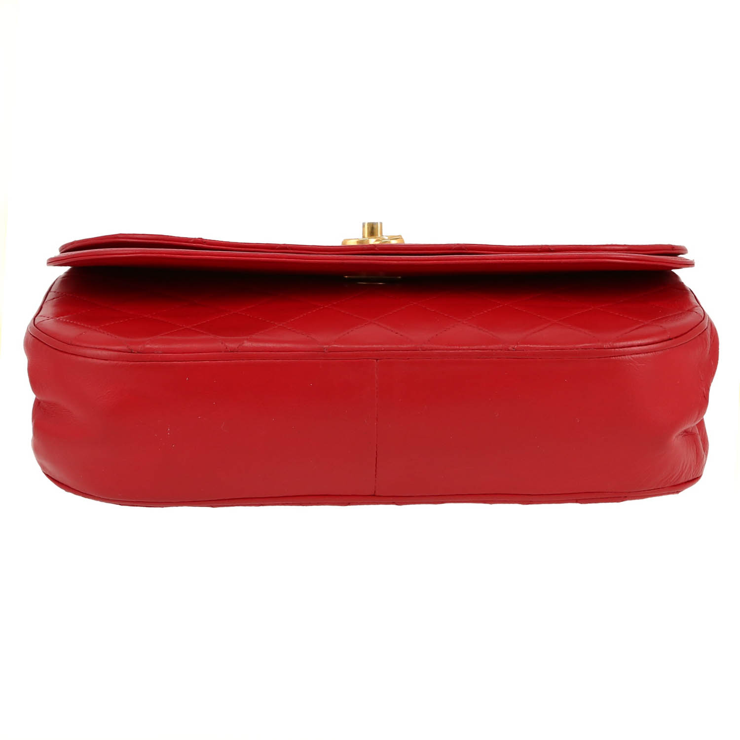 Sac bandoulière Chanel  Vintage en cuir matelassé rouge - Detail D1