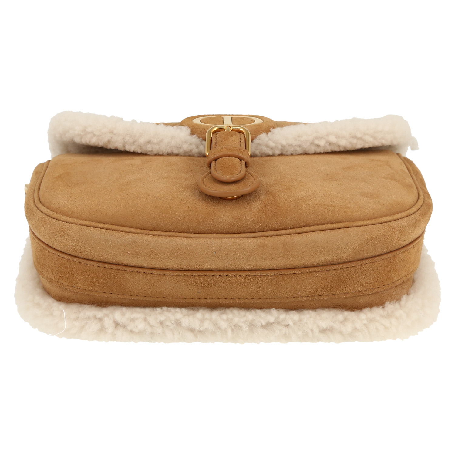 Bolso bandolera Dior  Bobby en ante beige y piel con lana beige - Detail D1