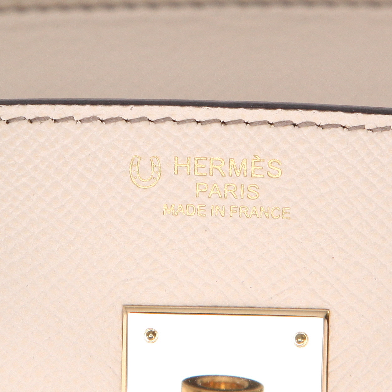 Hermès  Birkin 30 cm handbag  in Craie and etoupe epsom leather - Detail D2