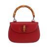 Gucci  Bamboo handbag  in red leather  and bamboo - 360 thumbnail