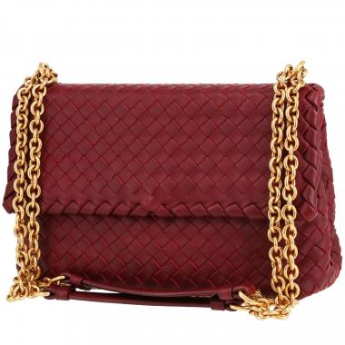 Borsa a tracolla Bottega Veneta  Olimpia in pelle intrecciata bordeaux