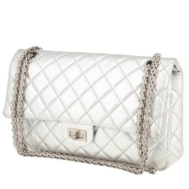 Borsa Chanel 2.55 in pelle trapuntata argentata