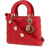 Dior  Lady Dior small model  handbag  in red leather cannage - 00pp thumbnail