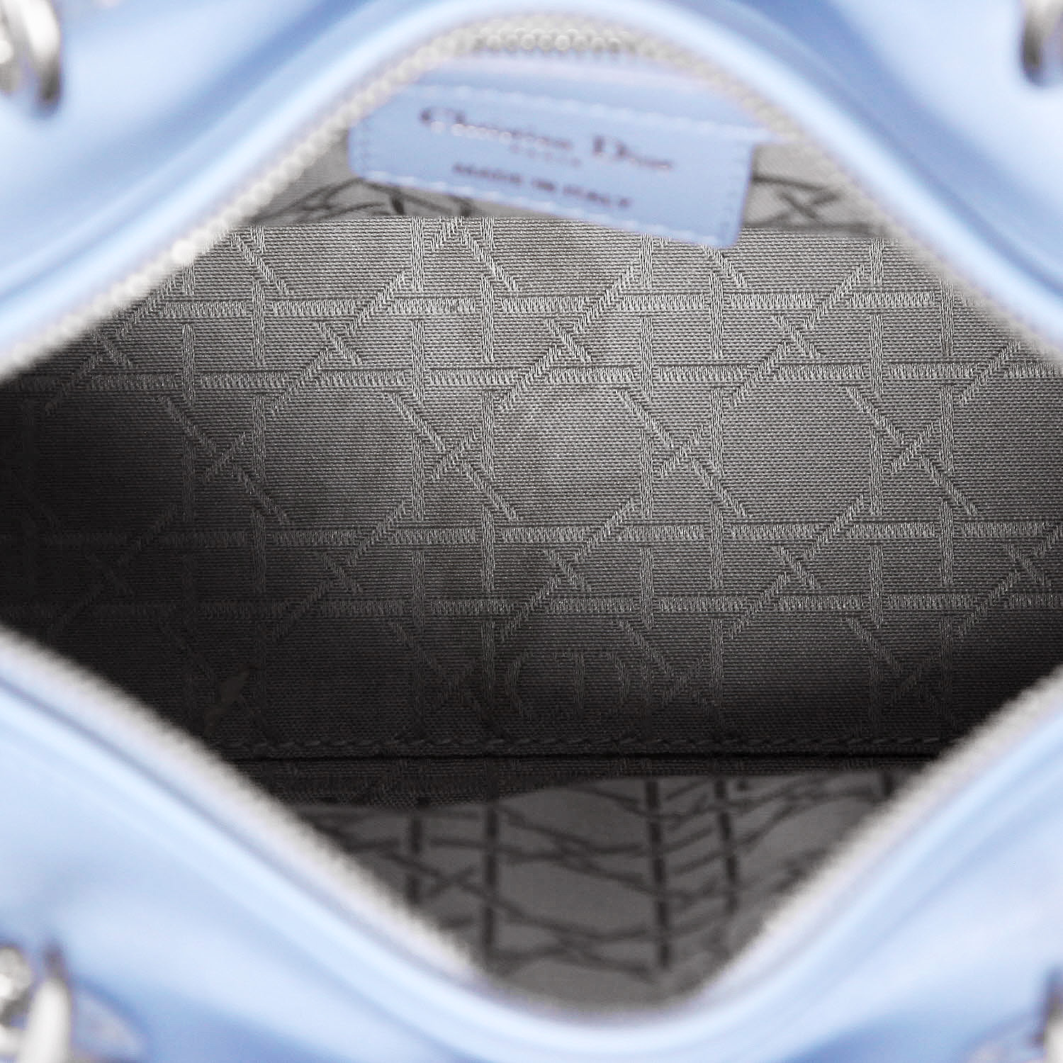 Dior  Lady Dior handbag  in light blue leather cannage - Detail D3