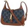 Gucci  Jackie small model  handbag  in blue denim canvas  and brown leather - 00pp thumbnail