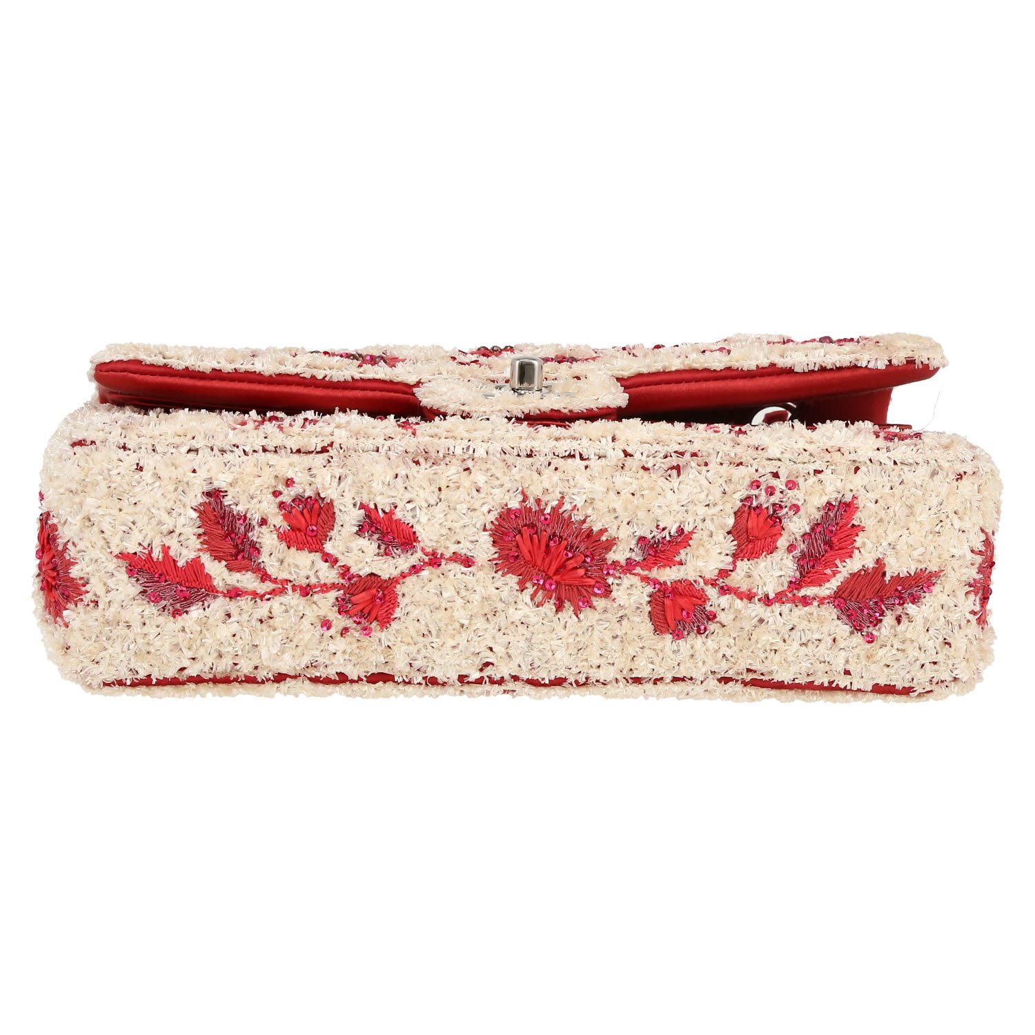 Borsa Chanel  Timeless Classic in rafia beige e perle rosse - Detail D1