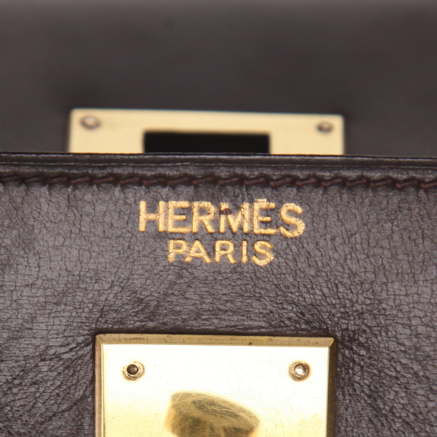 Borsa Hermès  Kelly 35 cm in pelle box marrone - Detail D2