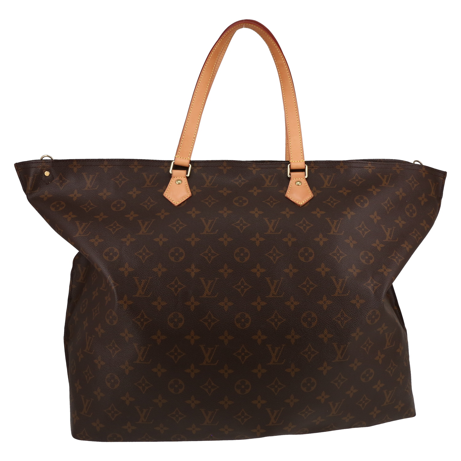 Louis Vuitton   large model  shopping bag  monogram canvas  and natural leather - Detail D1