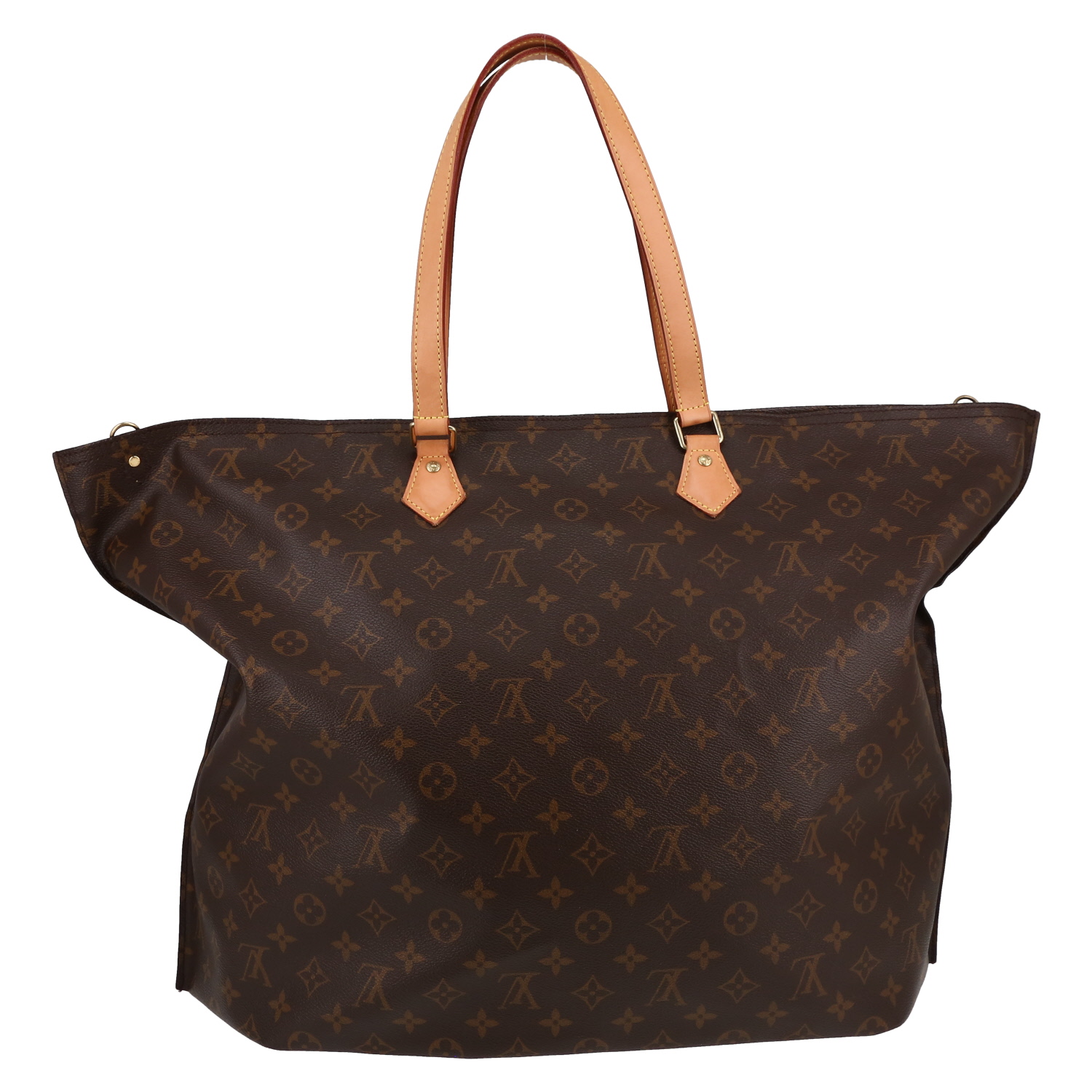 Louis Vuitton   large model  shopping bag  monogram canvas  and natural leather - Detail D5