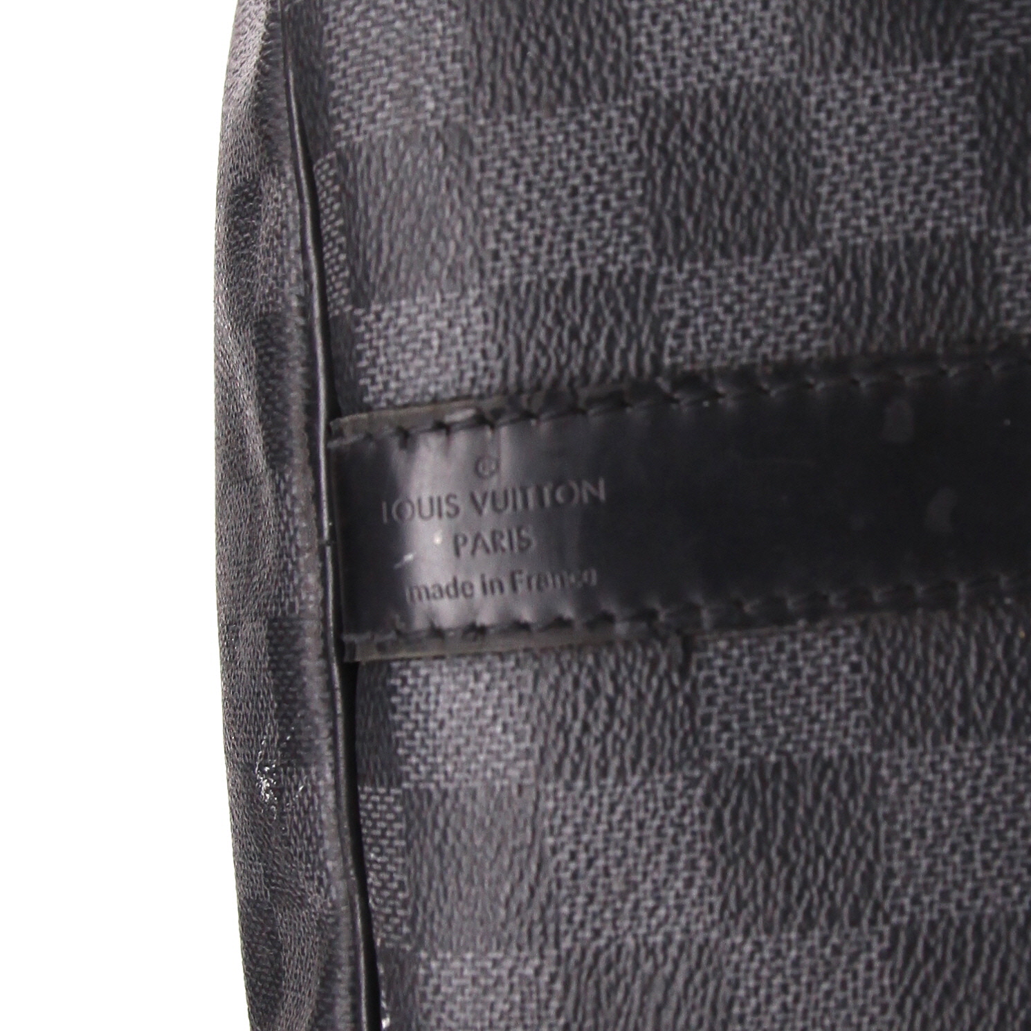 Louis Vuitton  Keepall 55 travel bag  in grey damier canvas  and black leather - Detail D6