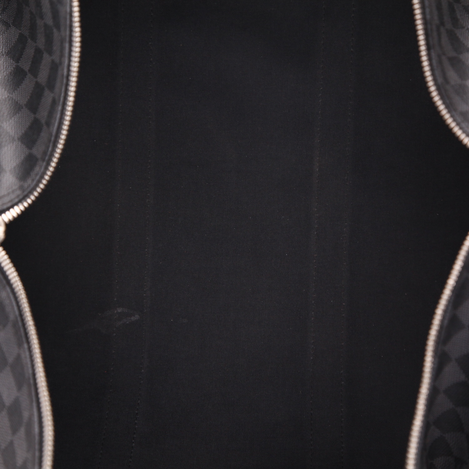 Louis Vuitton  Keepall 55 travel bag  in grey damier canvas  and black leather - Detail D7