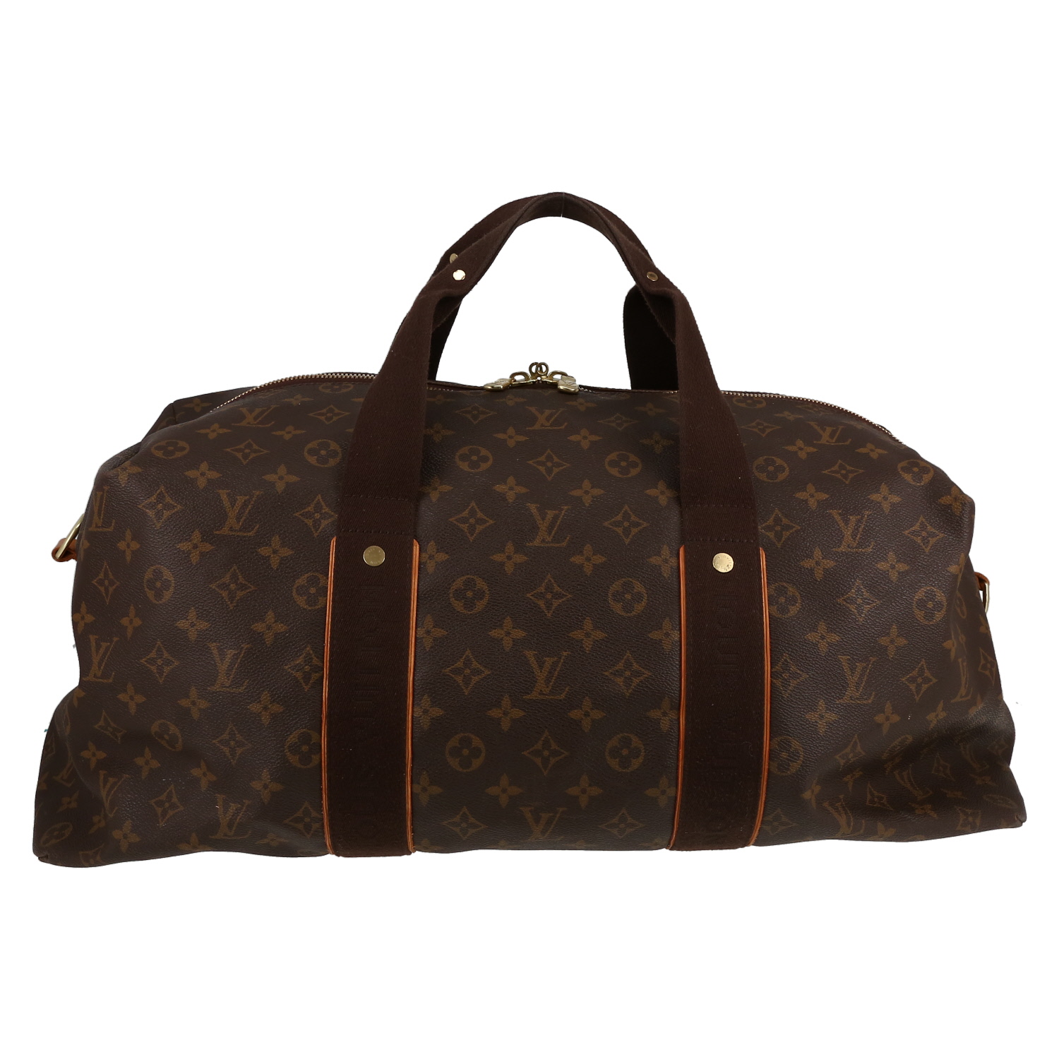 Bolsa de viaje Louis Vuitton  Weekender Beaubourg en lona Monogram marrón y cuero natural - Detail D1
