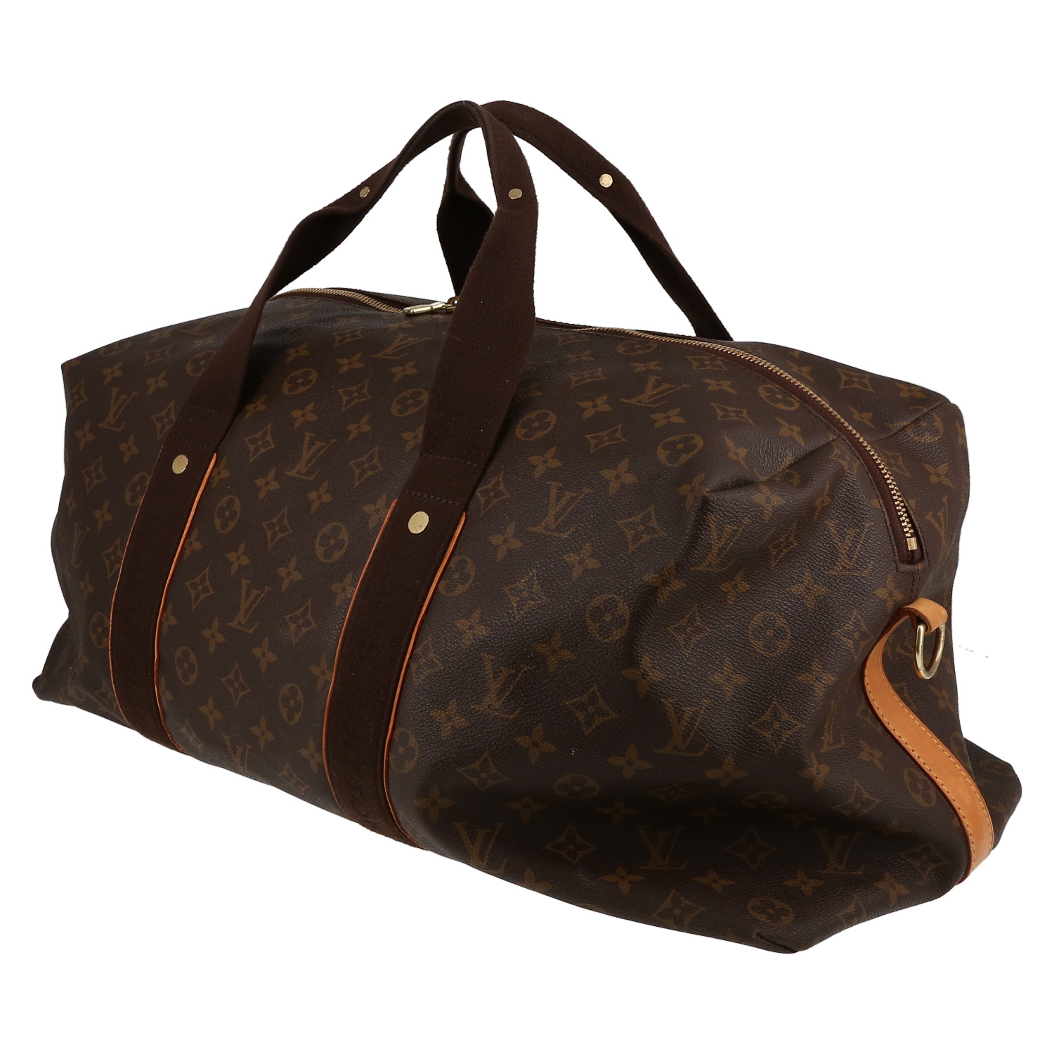 Louis Vuitton  Weekender Beaubourg travel bag  in brown monogram canvas  and natural leather - Detail D2