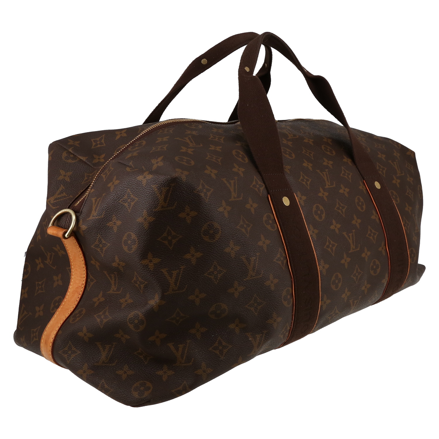 Louis Vuitton  Weekender Beaubourg travel bag  in brown monogram canvas  and natural leather - Detail D3