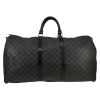 Sac de voyage Louis Vuitton  Keepall 55 en toile damier gris Graphite et cuir noir - Detail D5 thumbnail
