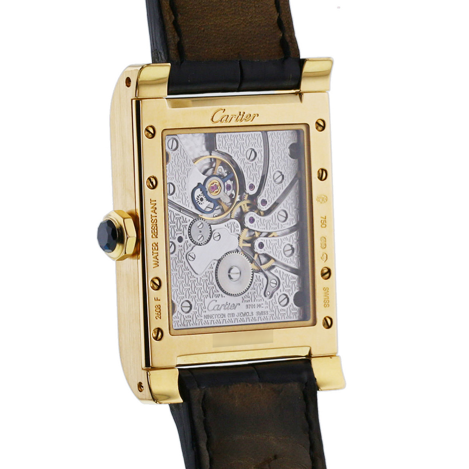 Orologio Cartier Tank à vis in oro giallo Ref: Cartier - 2608F  Circa 2000 - Detail D3
