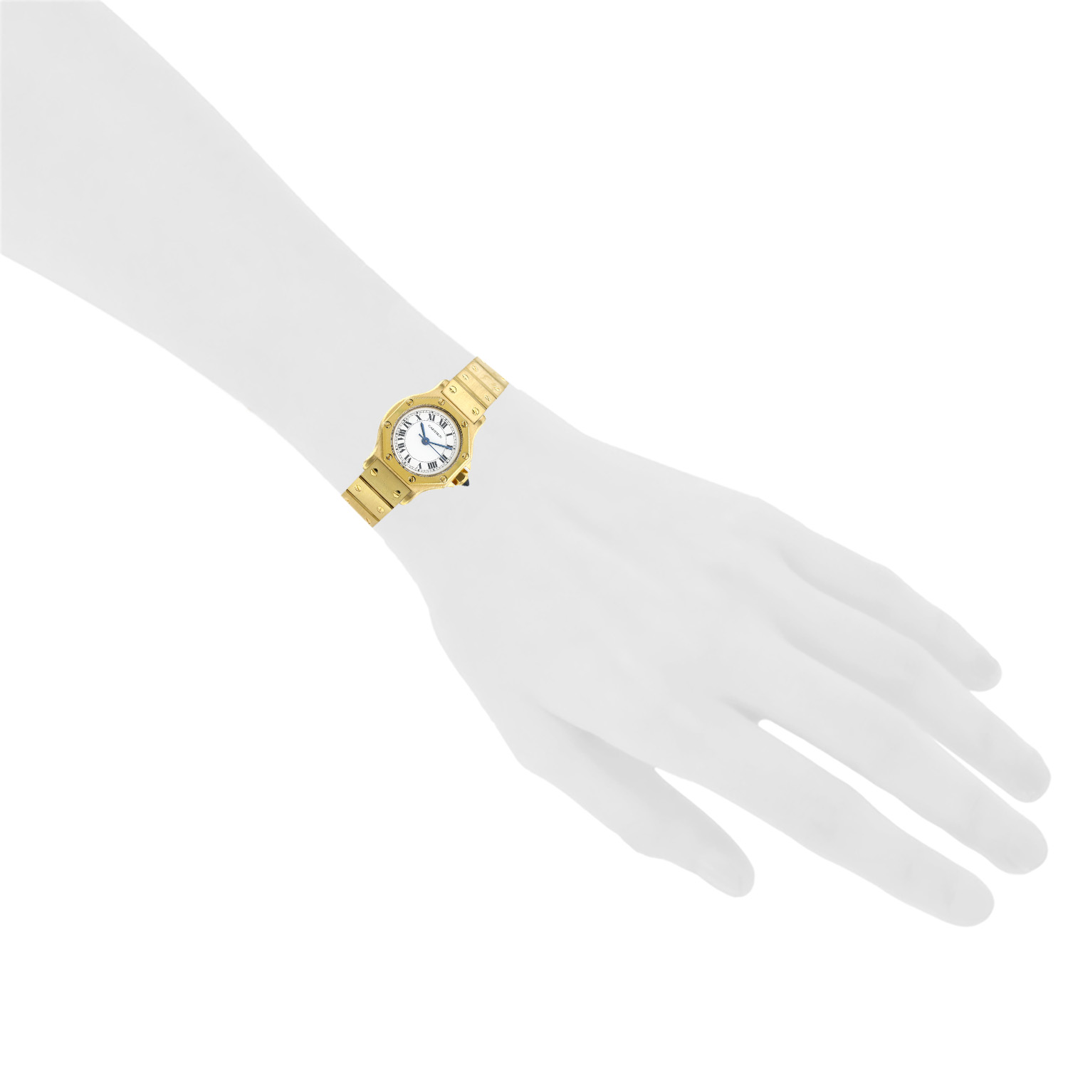 Reloj Cartier Santos Octogonale de oro amarillo Ref: 0906  Circa 1990 - Detail D1