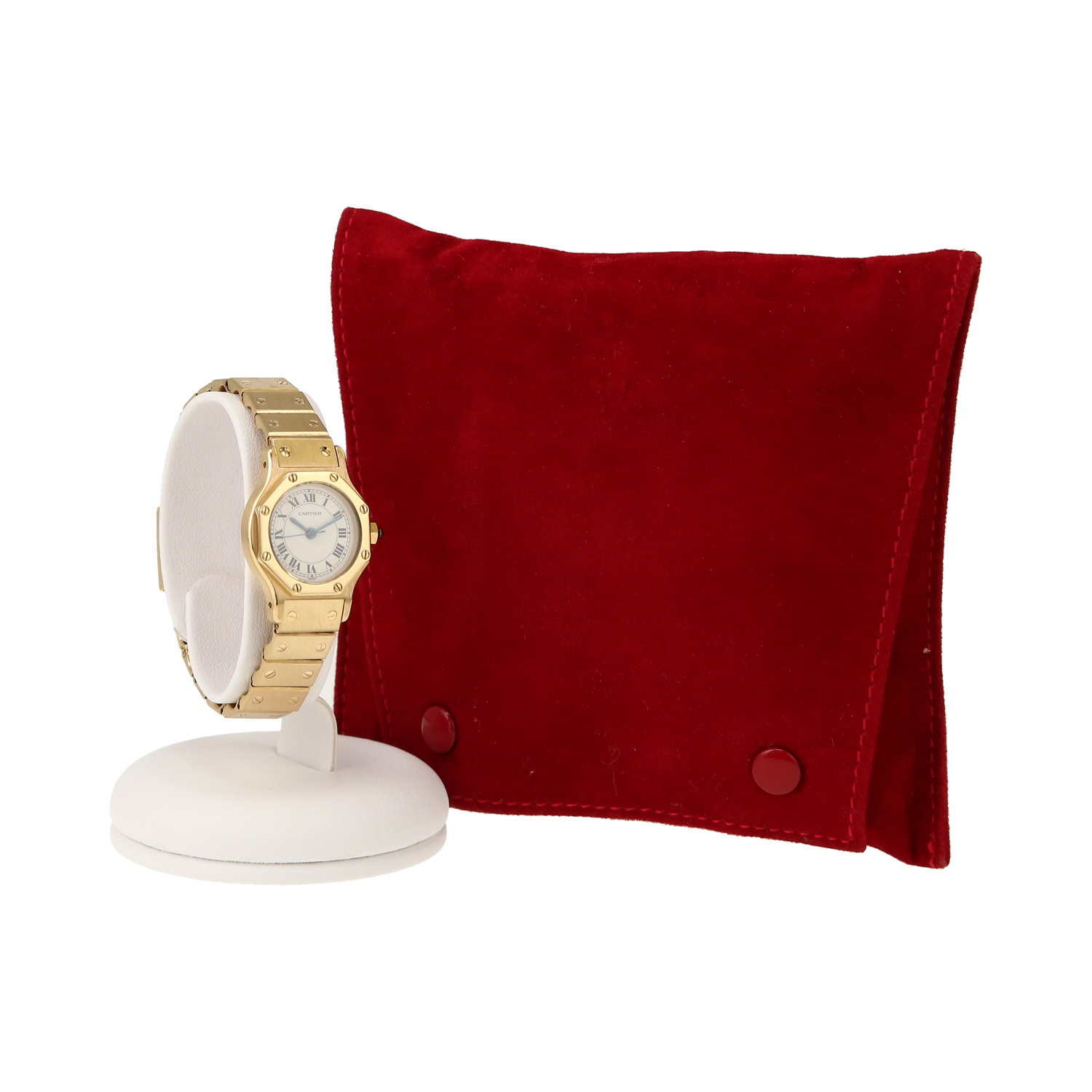 Reloj Cartier Santos Octogonale de oro amarillo Ref: 0906  Circa 1990 - Detail D2