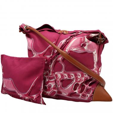 Bolso bandolera Hermès  Silk City en seda rosa y cuero Barenia