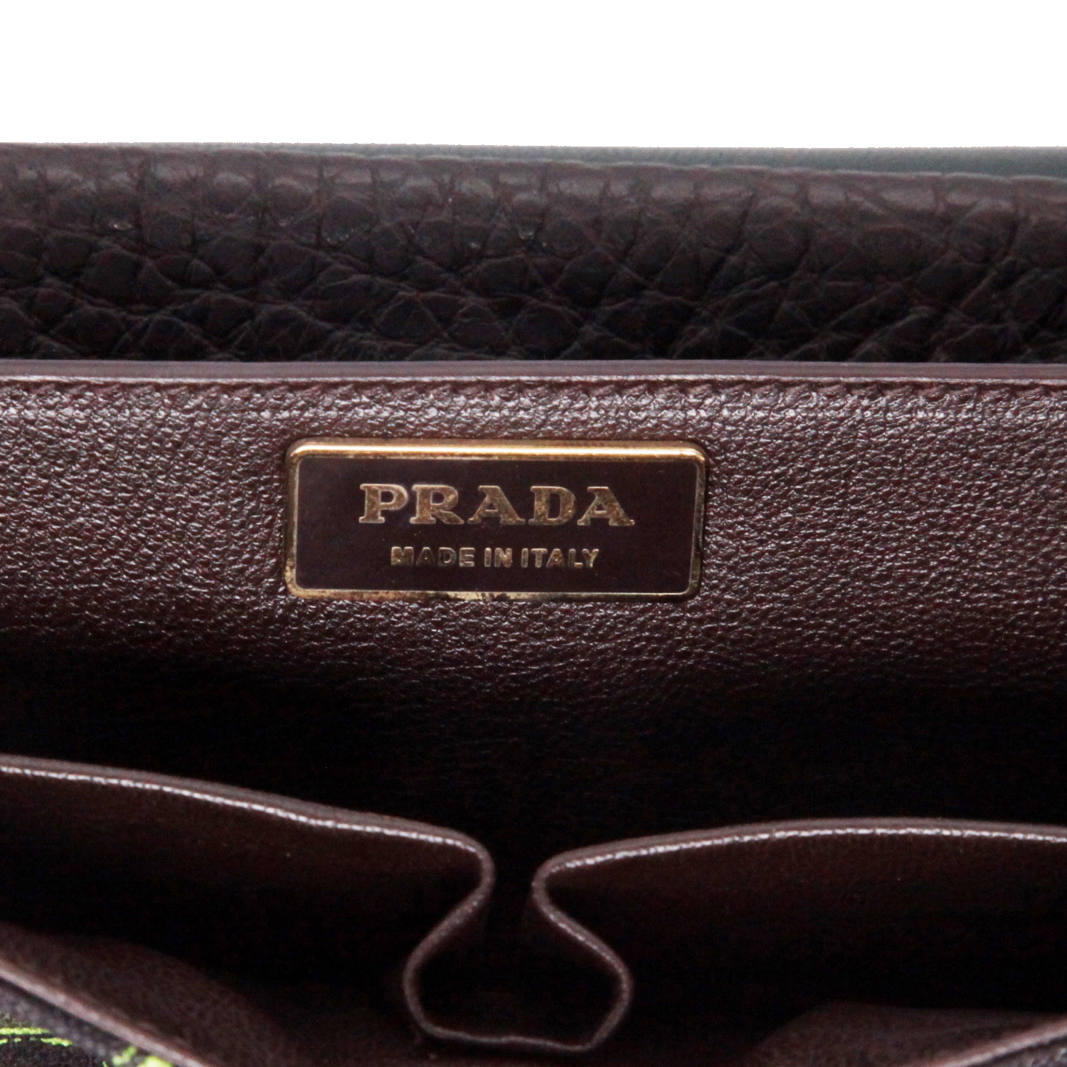 Sac à main Prada  Canapa en toile et cuir marron - Detail D2
