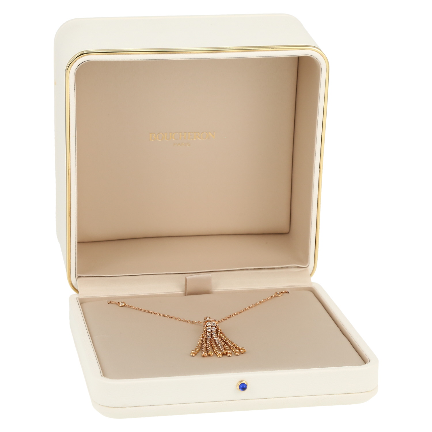 Boucheron Pompon long necklace in pink gold and diamonds - Detail D2