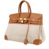 Hermès  Birkin 35 cm handbag  in gold Chamonix  leather  and beige "H" canvas - 00pp thumbnail