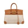Hermès  Birkin 35 cm handbag  in gold Chamonix  leather  and beige "H" canvas - 360 thumbnail