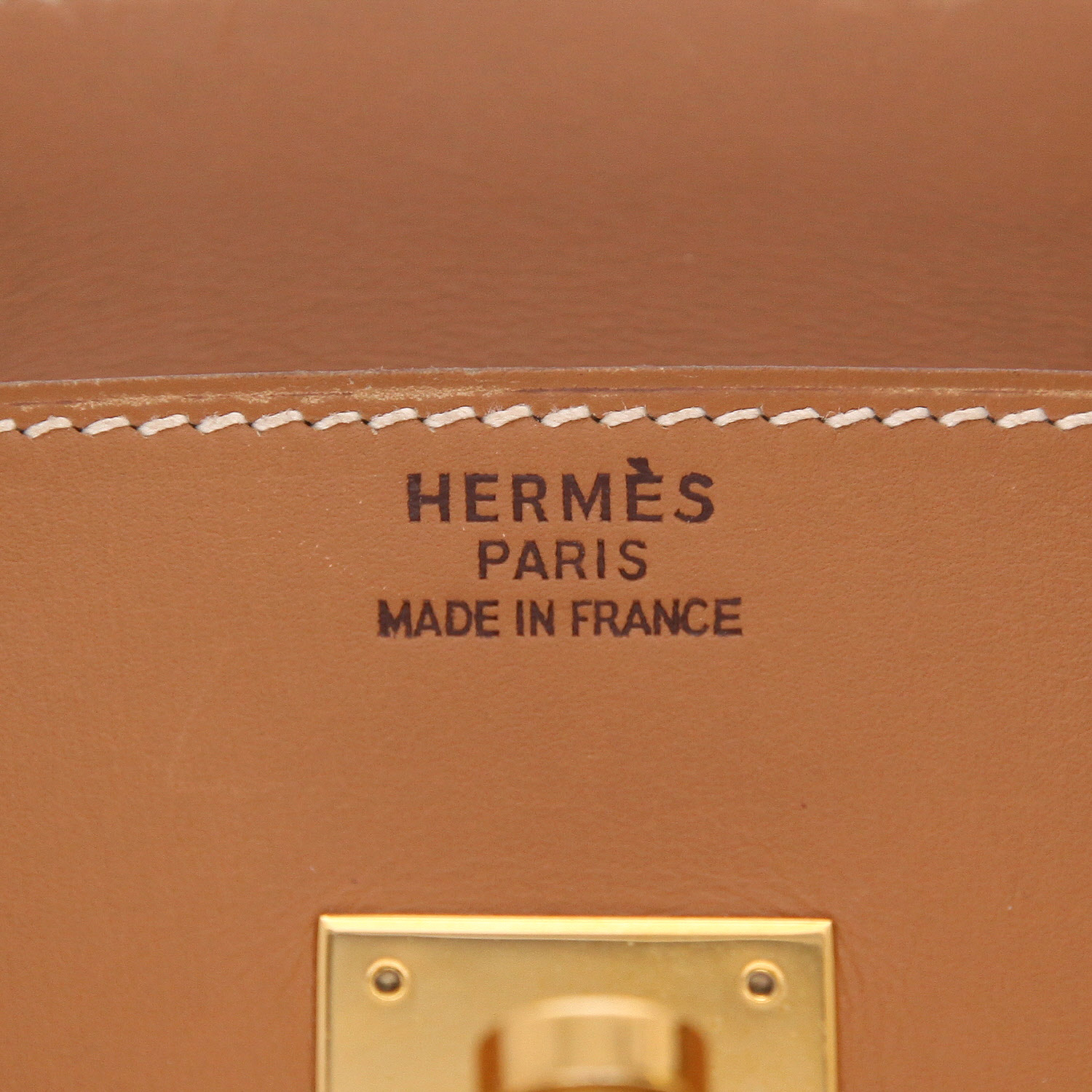 Hermès  Birkin 35 cm handbag  in gold Chamonix  leather  and beige "H" canvas - Detail D2