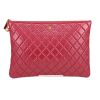 Chanel   pouch  in red quilted leather - 360 thumbnail