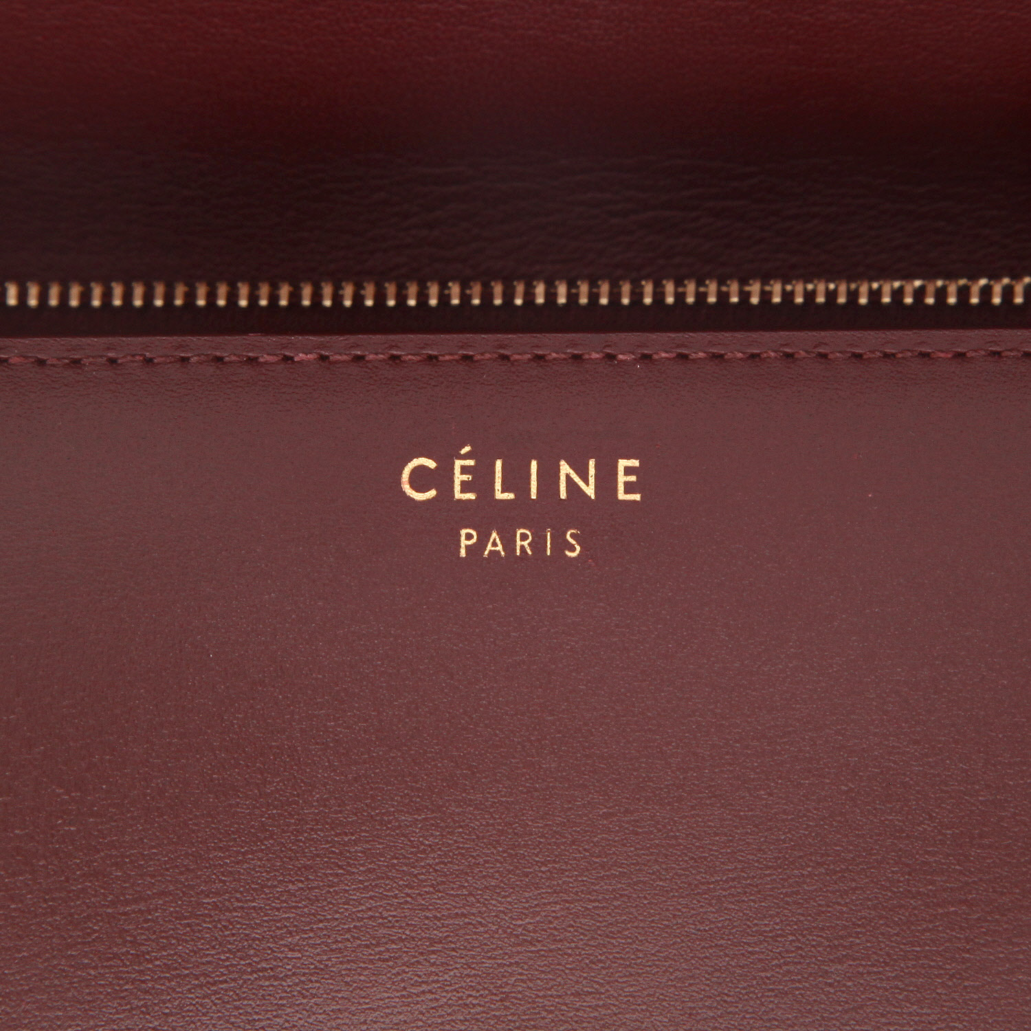 Celine  Classic Box shoulder bag  in burgundy box leather - Detail D2