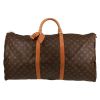 Bolsa de viaje Louis Vuitton  Keepall 60 en lona Monogram marrón y cuero natural - Detail D1 thumbnail