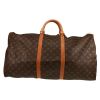 Borsa da viaggio Louis Vuitton  Keepall 60 in tela monogram marrone e pelle naturale - Detail D5 thumbnail