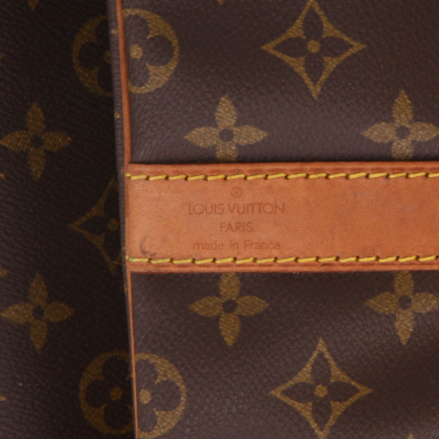 Bolsa de viaje Louis Vuitton  Keepall 60 en lona Monogram marrón y cuero natural - Detail D6