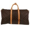 Borsa da viaggio Louis Vuitton  Keepall 50 in tela monogram marrone e pelle naturale - Detail D5 thumbnail