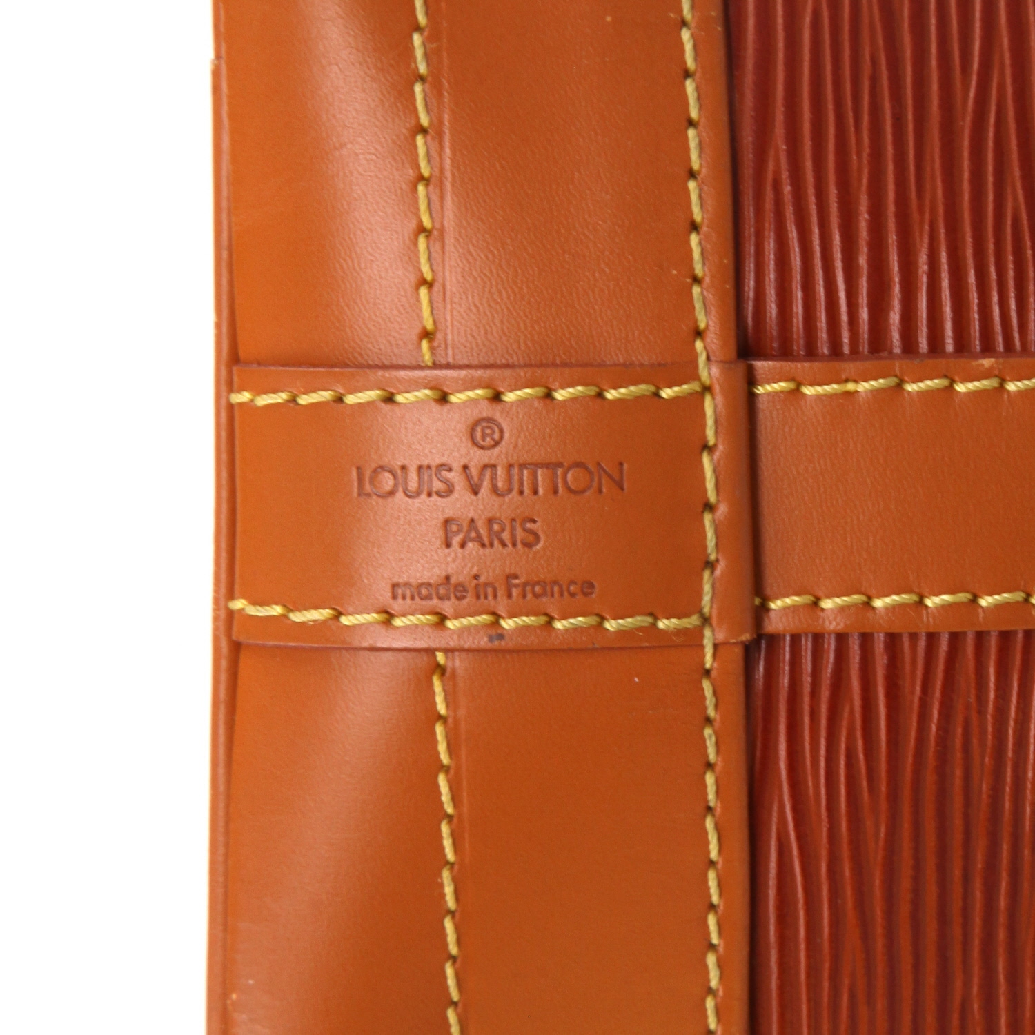 Sac cabas Louis Vuitton  Noé en cuir épi bicolore marron et gold - Detail D2