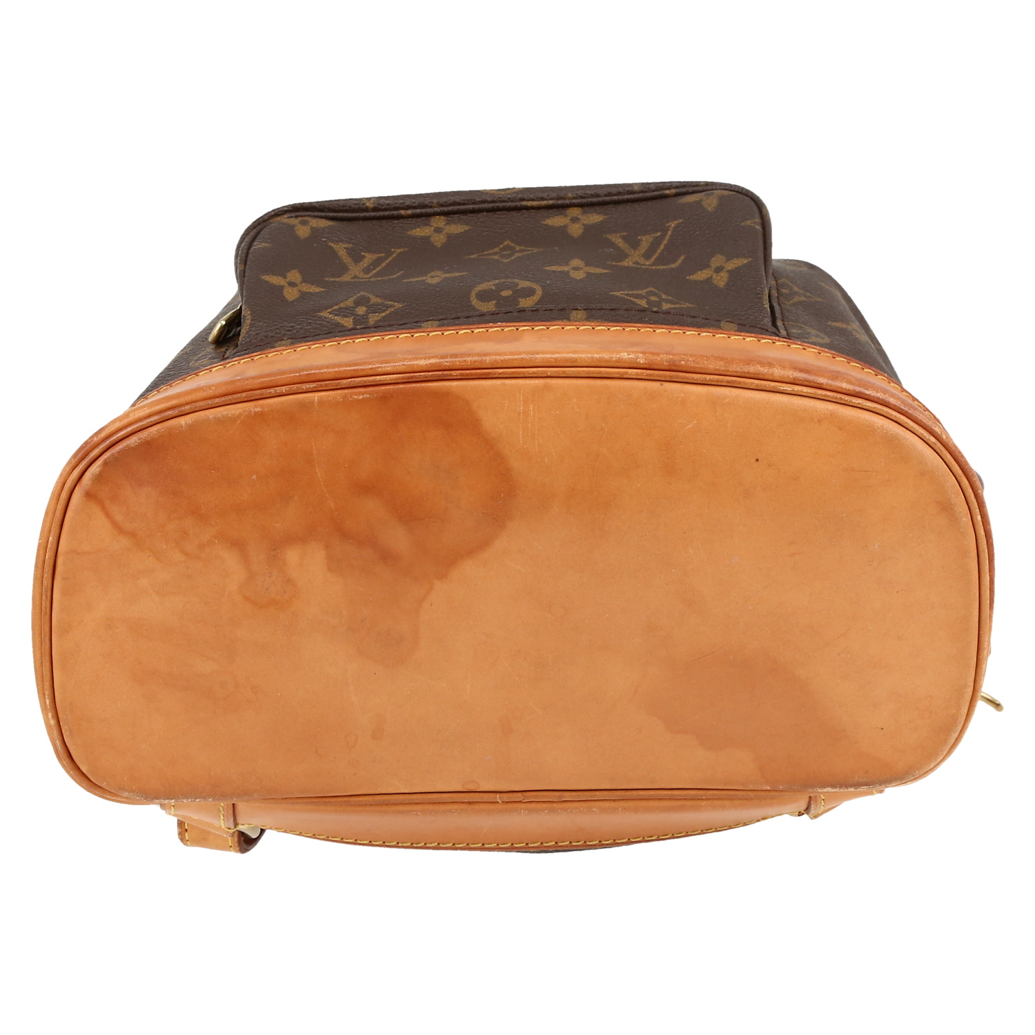 Zaino Louis Vuitton  Montsouris in tela monogram marrone e pelle naturale - Detail D1