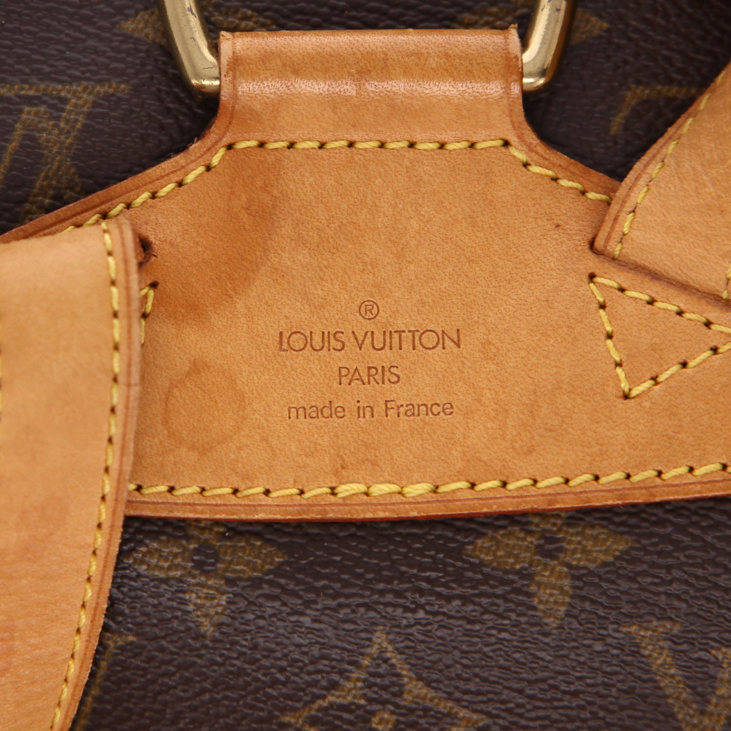 Mochila Louis Vuitton  Montsouris en lona Monogram marrón y cuero natural - Detail D2